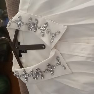 Ann Taylor Blouse Size 10 Color White with rhinestone collar.